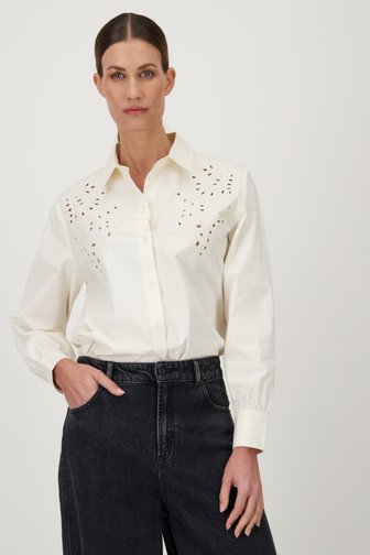 D'Auvry Ecru blouse met broderie anglaise