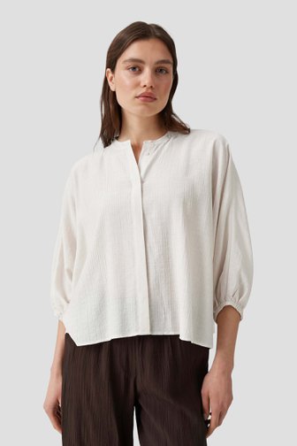 Voorkant van Ecru blouse met driekwartmouwen door Opus voor Dames