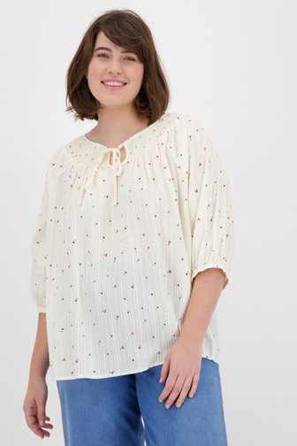 Ecru blouse met fijne kersenprint van Fransa voor Dames