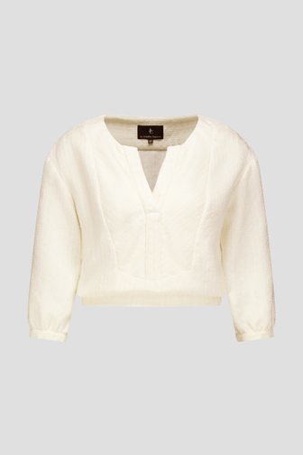 Ecru blouse met geruwde stof van AC by Annelien Coorevits voor Dames