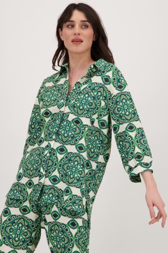 Ecru blouse met groene mandalaprint van Geisha voor Dames