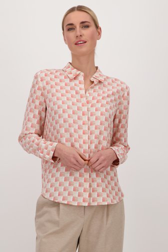 Ecru blouse met print in beige en koraal van Opus voor Dames
