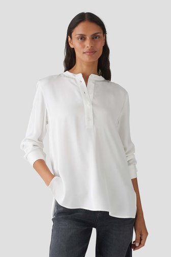 Opus Ecru blouse met ronde hals