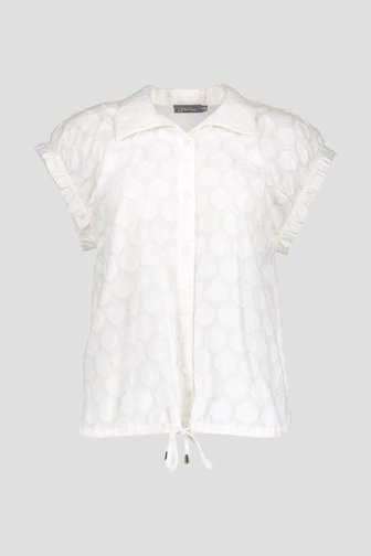 Voorkant van Ecru blouse met ton-sur-ton structuur door Geisha voor Dames