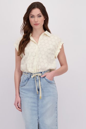 Voorkant van Ecru blouse met ton-sur-ton structuur door Geisha voor Dames