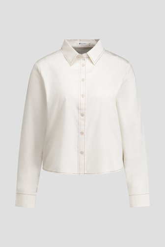 Voorkant van Ecru blouse met zwarte stiksels door D'Auvry voor Dames