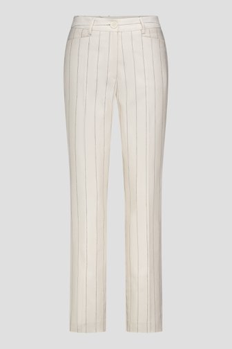 Ecru broek met zwart gestreept motief van More & More voor Dames