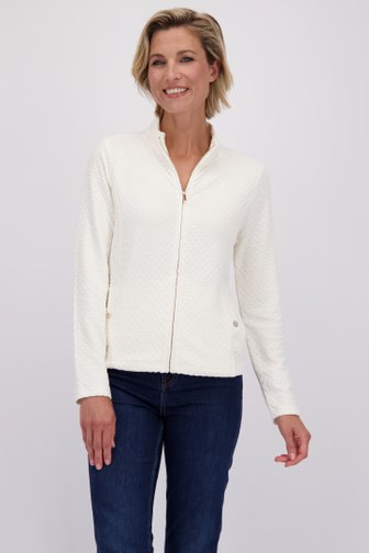 Voorkant van Ecru cardigan met rits  door Claude Arielle voor Dames