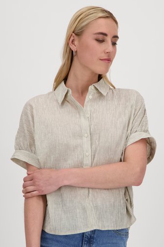 Opus Ecru, fijn gestreepte blouse
