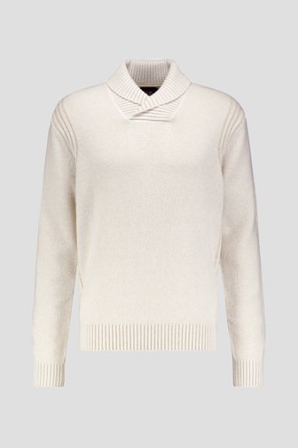 Voorkant van Ecru gebreide trui met sjaalkraag door Dansaert Blue voor Heren
