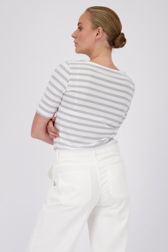 Ecru-grijs gestreept T-shirt van More & More voor Dames