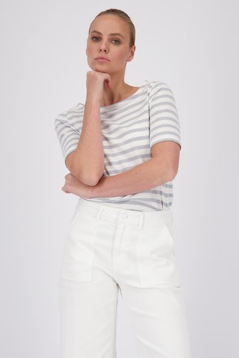 Ecru-grijs gestreept T-shirt van More & More voor Dames