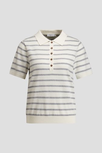 Voorkant van Ecru-grijs gestreepte polo  door Liberty Island voor Dames