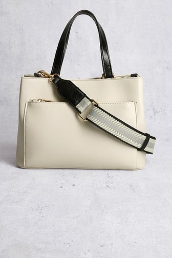 Liberty Island Ecru handtas met brede schouderriem