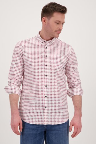 Ecru hemd met fijne rode print – Regular fit  van BlueFields voor Heren
