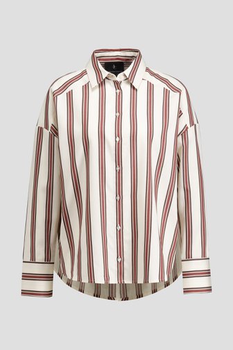 Voorkant van Ecru hemdblouse met strepen door AC by Annelien Coorevits voor Dames