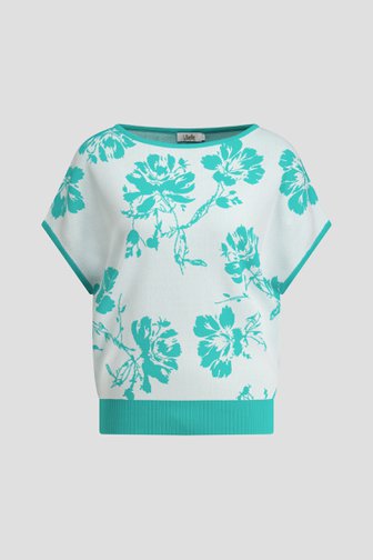 Productfoto 1 van Ecru jacquard trui met groen bloemenmotief door Libelle voor Dames
