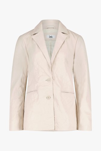 Voorkant van Ecru lederen blazer  door Louise voor Dames