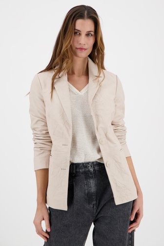Voorkant van Ecru lederen blazer  door Louise voor Dames