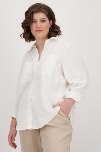 Ecru linnen blouse van Only Carmakoma voor Dames