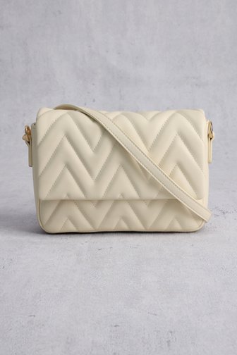 Ecru schoudertas met zigzag-quiltpatroon van Liberty Island voor Dames