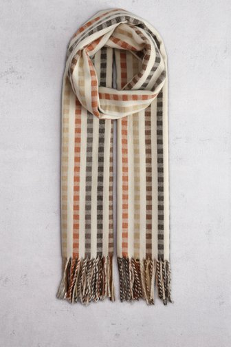 Liberty Island Ecru sjaal met geruit motief