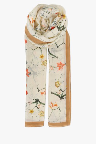 Ecru sjaaltje met fijne bloemenprint van Liberty Island voor Dames