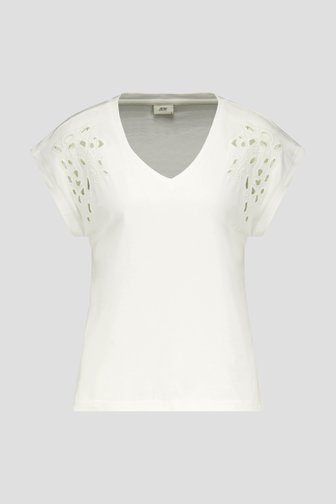 Ecru T-shirt met geborduurde bloemen van JDY voor Dames