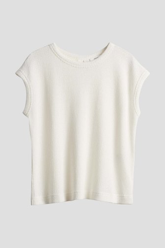 Ecru T-shirt met gebreide look  van Opus voor Dames