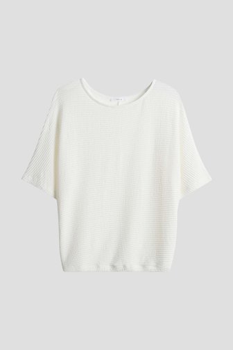 Ecru T-shirt met gewafelde structuur van Opus voor Dames