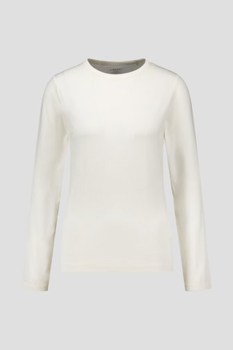 Voorkant van Ecru T-shirt met lange mouwen door Liberty Island voor Dames