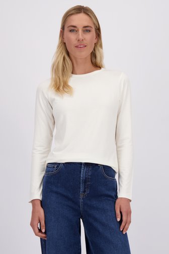Voorkant van Ecru T-shirt met lange mouwen door Liberty Island voor Dames