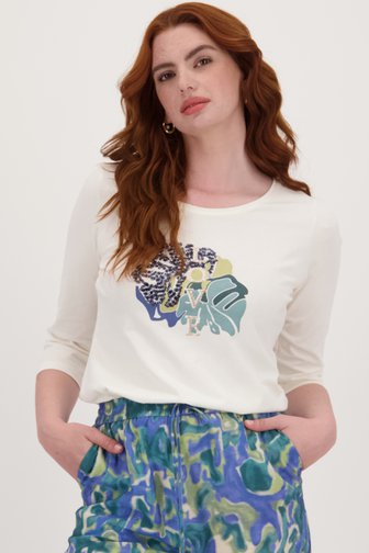 Libelle Ecru T-shirt met opdruk