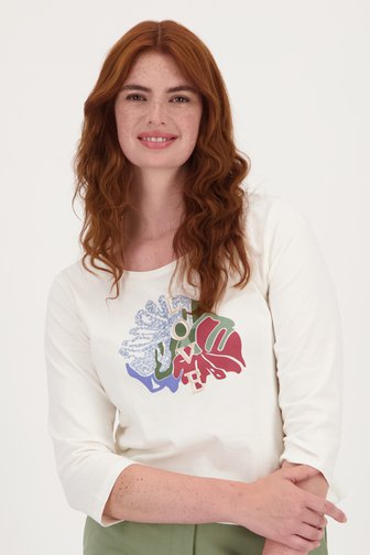 Libelle Ecru T-shirt met opdruk