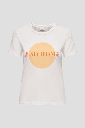Ecru T-shirt met oranje print van JDY voor Dames