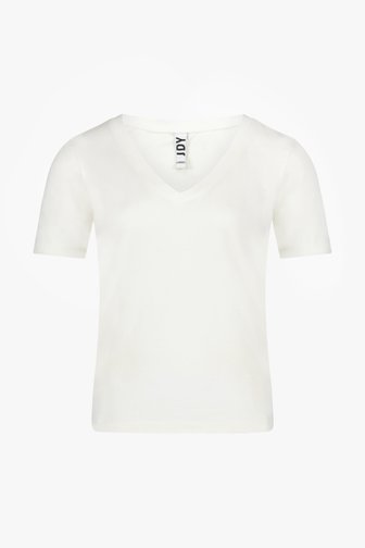 Ecru T-shirt met V-hals van JDY voor Dames