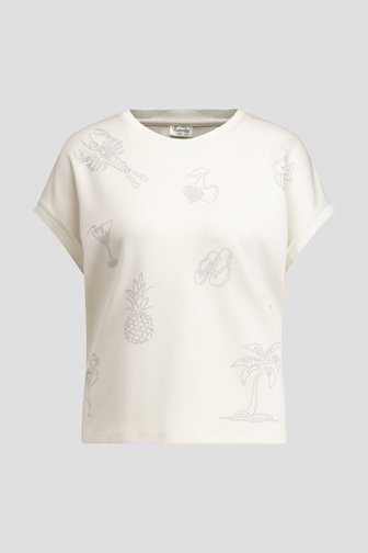 Productfoto 1 van Ecru T-shirt met zomerprint in studs door Barbara Lebek voor Dames
