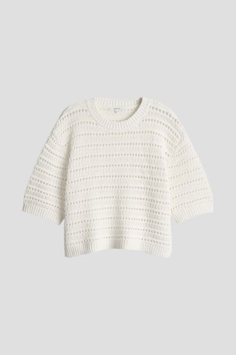 Voorkant van Ecru trui met ajourmotief en korte mouwen door Opus voor Dames