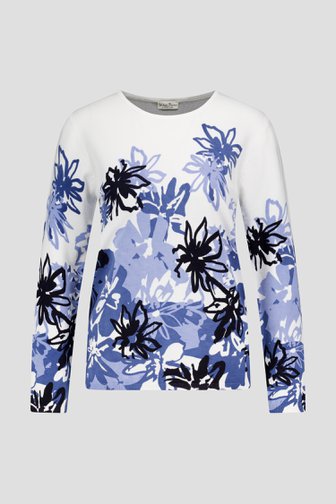 Ecru trui met blauwe bloemen van Barbara Lebek voor Dames
