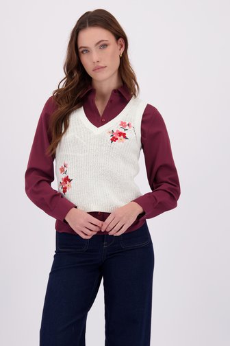 Voorkant van Ecru trui met bloemenbroderie door JDY voor Dames