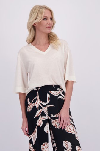 Voorkant van Ecru trui met korte mouwen door AC by Annelien Coorevits voor Dames