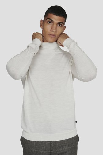 Voorkant van Ecru wollen trui met rolkraag door Matinique voor Heren