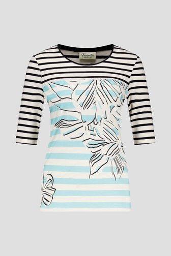 Ecru-zwart gestreept T-shirt van Barbara Lebek voor Dames