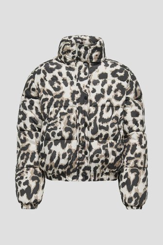 Voorkant van Ecru-zwarte donsjas met print door JDY voor Dames