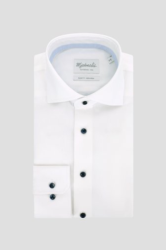 Voorkant van Effen wit hemd met fijne structuur - Slim fit door Michaelis voor Heren