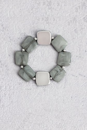 Voorkant van Elastische armband met groengrijze kralen door Libelle voor Dames