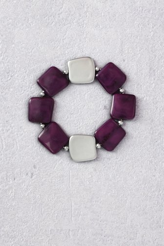 Voorkant van Elastische armband met paarse kralen door Libelle voor Dames