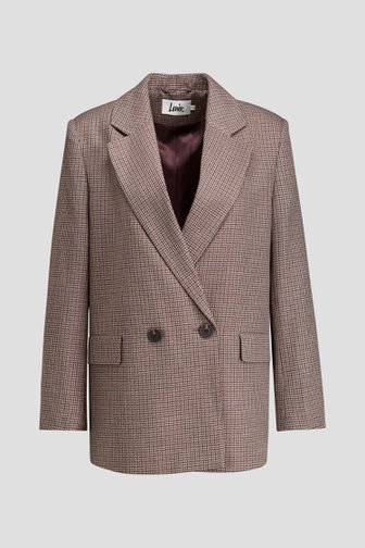 Voorkant van Elegante bruine vest met fijne ruitjes door Louise voor Dames