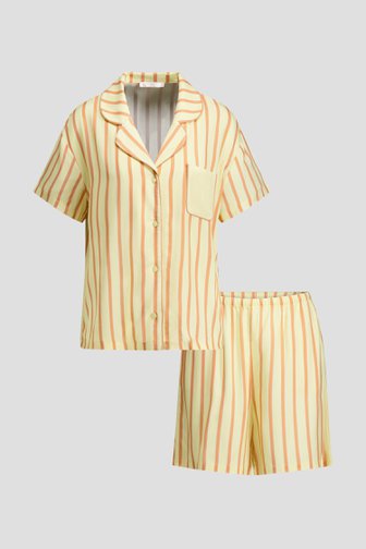 Le devant de Ensemble de pyjama jaune avec chemise et short de Liberty Island pour Femmes