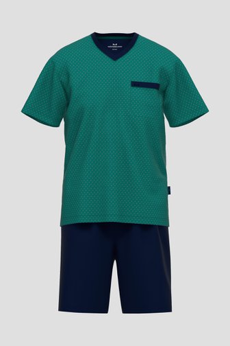 Ensemble de pyjama vert-bleu avec t-shirt et short de Liberty Island pour Hommes